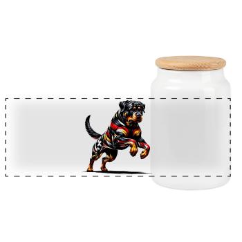 Rottweiler Flagge Deutschland Design - Panorama Keksdose mit Holzdeckel - Weiß - Vorne