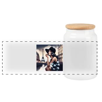 Paris, ich liebe Paris, Pasienne - Panorama Keksdose mit Holzdeckel - Weiß - Vorne
