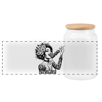 Shashlik Delicious Femme Tatouage Cadeau - Boîte à biscuits avec couvercle en bois - blanc - Devant