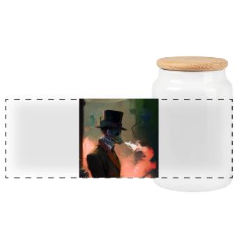 Smoking 01 - Boîte à biscuits avec couvercle en bois - blanc - Devant