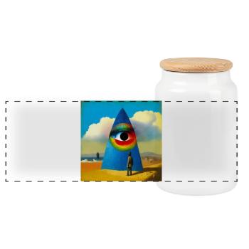 Surreal 04 - Panoramic Cookie Jar with Wooden Lid - white - Front