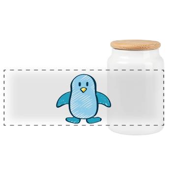 Pinguin - Panorama Keksdose mit Holzdeckel - Weiß - Vorne
