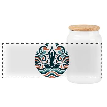 Yoga - Boîte à biscuits avec couvercle en bois - blanc - Devant