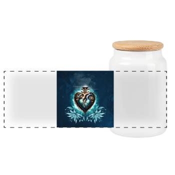 Wonderful and elegant steampunk heart. - Panoramic Cookie Jar with Wooden Lid - white - Front