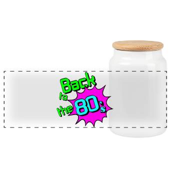 des années 80 Party Retro Fun Shirt, retour aux années 80 (25 - Boîte à biscuits avec couvercle en bois - blanc - Devant