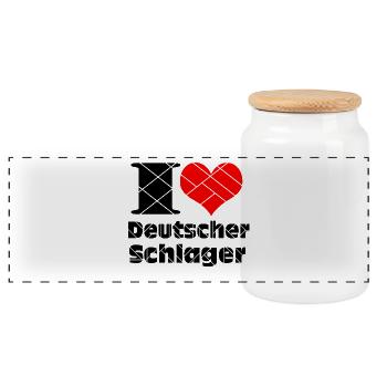 Schlager Party , Schlager Musik , I Love Schlager - Panorama Keksdose mit Holzdeckel - Weiß - Vorne