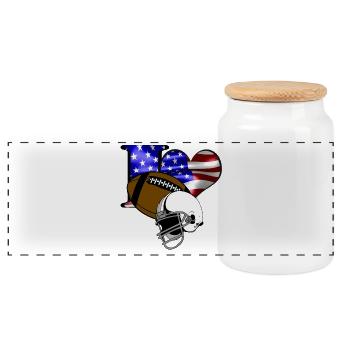 USA Football Herz Flagge - Panorama Keksdose mit Holzdeckel - Weiß - Vorne