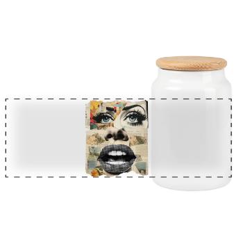 Collage de photos - Boîte à biscuits avec couvercle en bois - blanc - Devant