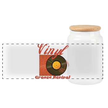 Vinyl Groove Revival - Retro Vintage T-Shirt - Panorama Keksdose mit Holzdeckel - Weiß - Vorne