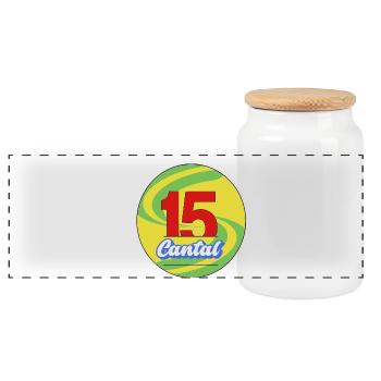 Cantal - Panoramic Cookie Jar with Wooden Lid - white - Front