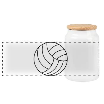 Volleyball - Panorama Keksdose mit Holzdeckel - Weiß - Vorne