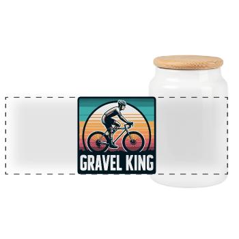 Gravel King Radfahren Illustration - Panorama Keksdose mit Holzdeckel - Weiß - Vorne