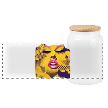 Pop Art Jaune et Rose - Boîte à biscuits avec couvercle en bois - blanc - Devant