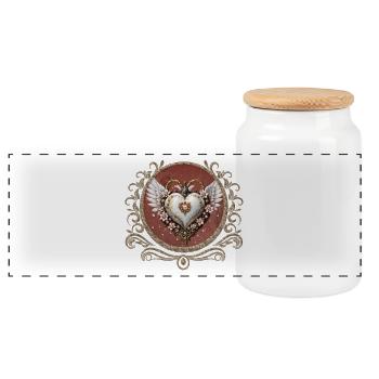 Magnifique et élégant coeur steampunk avec des ailes. - Boîte à biscuits avec couvercle en bois - blanc - Devant