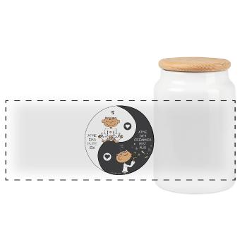 Yin Yang - Panorama Keksdose mit Holzdeckel - Weiß - Vorne