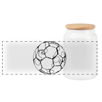 Croquis de football - Boîte à biscuits avec couvercle en bois - blanc - Devant