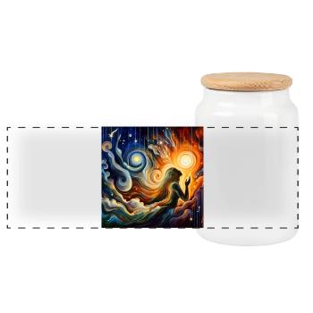Starry Sky - Panoramic Cookie Jar with Wooden Lid - white - Front