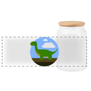 Dino - Panoramic Cookie Jar with Wooden Lid - white - Front