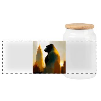 Gorilla 02 - Panorama Keksdose mit Holzdeckel - Weiß - Vorne