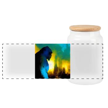 Gorilla 01 - Panorama Keksdose mit Holzdeckel - Weiß - Vorne