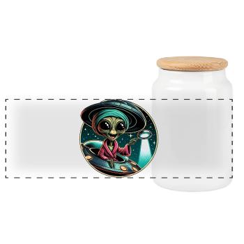 Détective extraterrestre à la lumière d’un OVNI - Boîte à biscuits avec couvercle en bois - blanc - Devant
