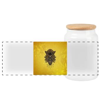 Elegante goldene Steampunk-Eule. - Panorama Keksdose mit Holzdeckel - Weiß - Vorne