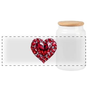 Crystal Love Ruby - Panoramic Cookie Jar with Wooden Lid - white - Front