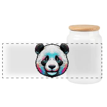 Panda - Panoramic Cookie Jar with Wooden Lid - white - Front