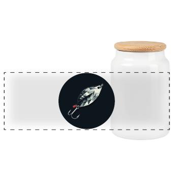 Blinker Köder Diamond Lure Emblem - Panorama Keksdose mit Holzdeckel - Weiß - Vorne