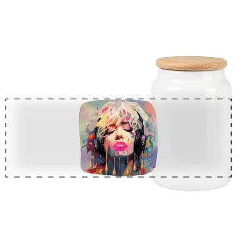 Pop Art & Musique - Boîte à biscuits avec couvercle en bois - blanc - Devant