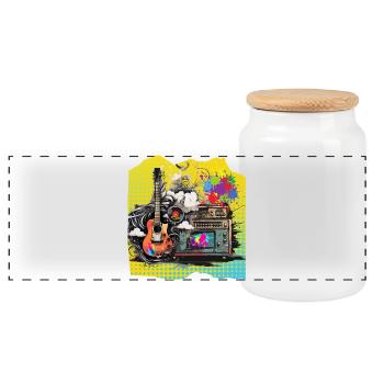 Pop Art Musique Pop - Boîte à biscuits avec couvercle en bois - blanc - Devant