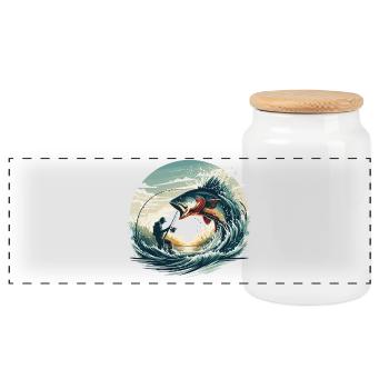 Angeln Angler Dynamik Geschenk - Panorama Keksdose mit Holzdeckel - Weiß - Vorne