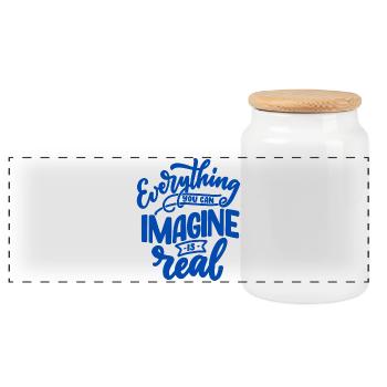 Everything is real - Panoramic Cookie Jar with Wooden Lid - white - Front