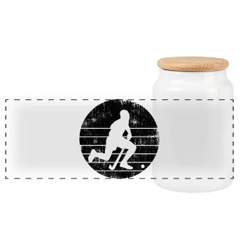 Joueur de hockey sur gazon - Boîte à biscuits avec couvercle en bois - blanc - Devant