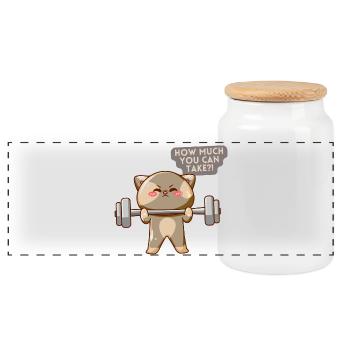 Cat Brave Trainingsmotivation - Panorama Keksdose mit Holzdeckel - Weiß - Vorne