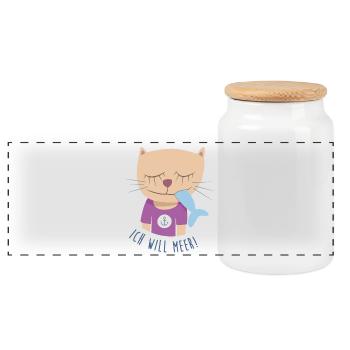 Katze Meer Urlaub Kinder Kinderzimmer Nordsee Cat - Panorama Keksdose mit Holzdeckel - Weiß - Vorne