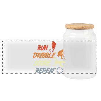 Motivational Field Hockey Quote - Panoramic Cookie Jar with Wooden Lid - white - Front