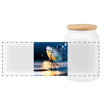 Papillon - Boîte à biscuits avec couvercle en bois - blanc - Devant
