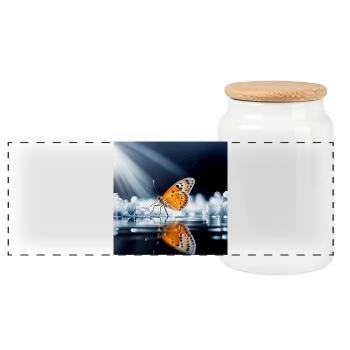 Papillon - Boîte à biscuits avec couvercle en bois - blanc - Devant