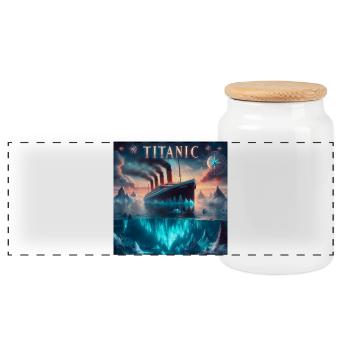 Titanisch - Panorama Keksdose mit Holzdeckel - Weiß - Vorne