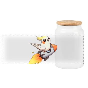 Calopsitte (18) - Boîte à biscuits avec couvercle en bois - blanc - Devant