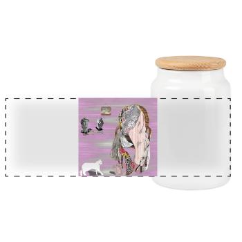 Chair of Reflections Glitched - Panoramic Cookie Jar with Wooden Lid - white - Front