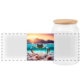 Crabe sous l'eau - Boîte à biscuits avec couvercle en bois - blanc - Devant