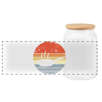 Cooking frying pan - Panoramic Cookie Jar with Wooden Lid - white - Front