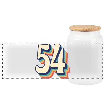 Vintage Retro T-Shirt Nummer 54 Vierundfünfzig - Panorama Keksdose mit Holzdeckel - Weiß - Vorne