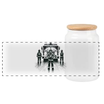 Cadeau graphique pompier - Boîte à biscuits avec couvercle en bois - blanc - Devant