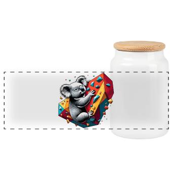 Bouldering Koala Gift - Panoramic Cookie Jar with Wooden Lid - white - Front