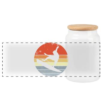 Surfing Vintage Look - Panoramic Cookie Jar with Wooden Lid - white - Front