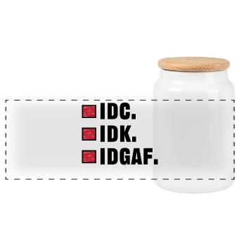 I don't care statement funny indifferent - Panoramic Cookie Jar with Wooden Lid - white - Front
