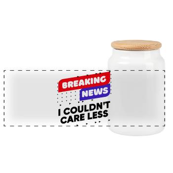 I don't care funny sayings funny chill - Panoramic Cookie Jar with Wooden Lid - white - Front